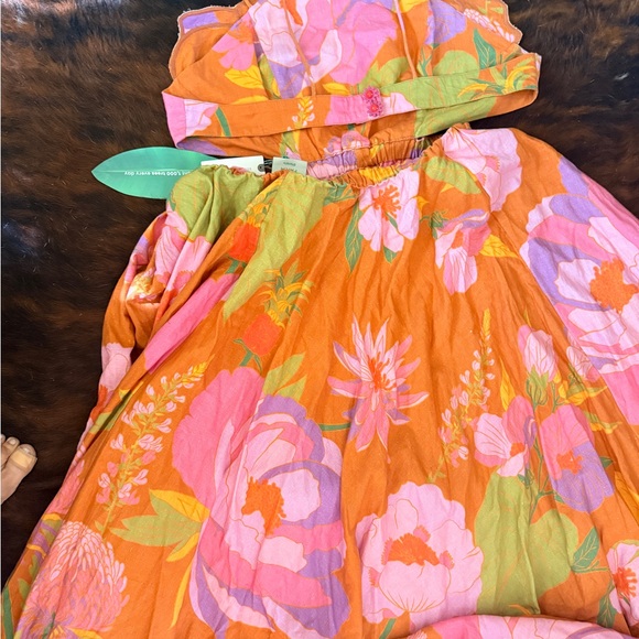 FARM Rio Pink, Orange & Yellow Floral Maxi Dress with Spaghetti Straps - Picture 5 of 6